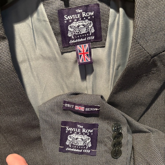 The Savile Row Men's Brixton Brit Skinny Suit Jacket Blazer 44L NWOT - Picture 4 of 6